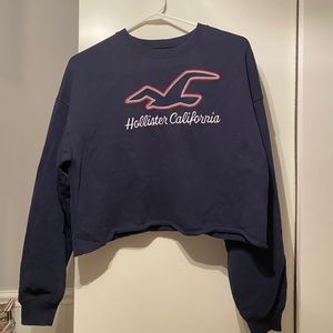 Hollister Cropped Navy Blue Crewneck